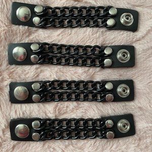 4 Gloss Black Double Chain Motorcycle Vest Extenders